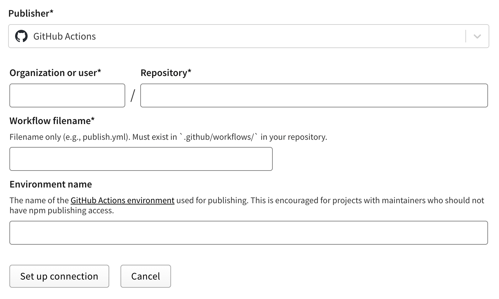 Trusted Publishing Fill Details